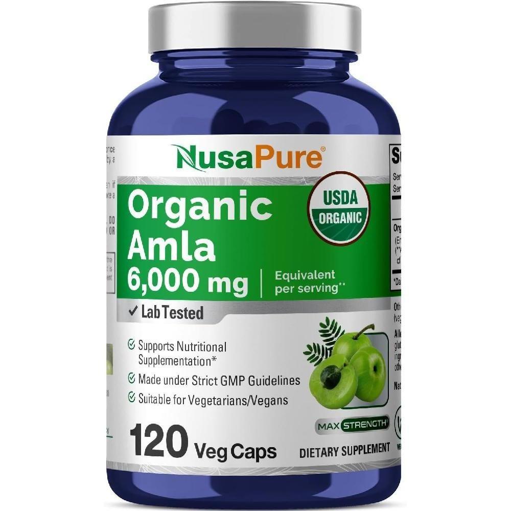 NusaPure USDA Amla Capsules 6000mg 120 pcs Amla Key Fruit Supplement Antioxidant Fatigue Multivitamin NusaPure Amla Capsules 60 1 pcs