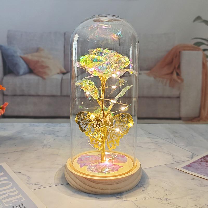 Glass cover gold foil rose ornament creative mother Valentine's Day gift simulation flower eternal flower Yiwu