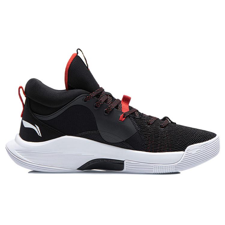 New LiNing SILENCER Cushioning Anti Slip And Wear Resistant Mid Top Basketball Shoes Black Red ABPQ049-2