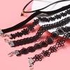 6Pcs/set Gothic Tattoo Black Lace Leather Velvet Collier 90S Punk Style Choker Necklaces Women Collar Femme Chocker Jewellery