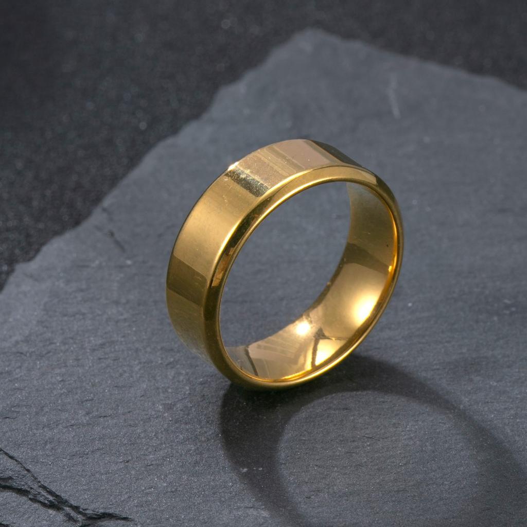 Inel Nou din Oțel Titan Turnat Tridimensional Inel pentru Bărbați Simplu Placat cu Aur de 18k Set Bijuterii din Oțel Inoxidabil Fabrică