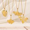 Plant Tree Leaves Pendant Necklace Ginkgo Leaf Charm Stainless Steel Necklaces For Women Men Jewelry Fashion Gold/Silver Color