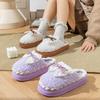 Lace bow cotton slippers autumn and winter home non-slip cotton mop plush warm versatile shoes