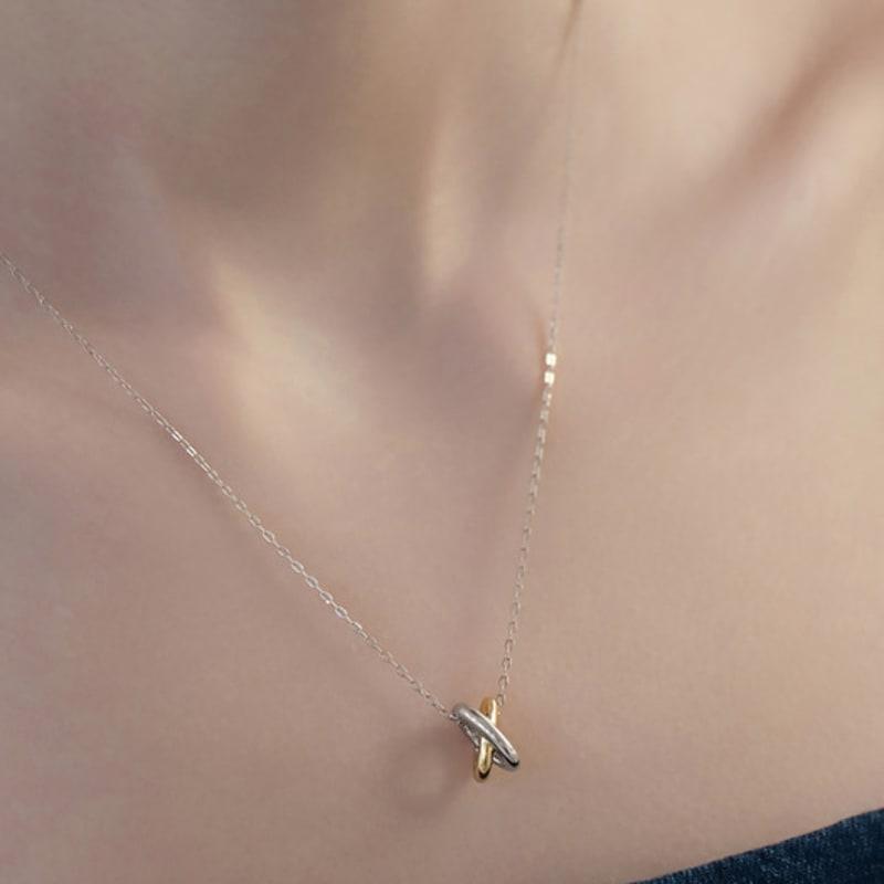 TATIANA (925 Silver) Intersect Point Pendant Necklace NZ2472