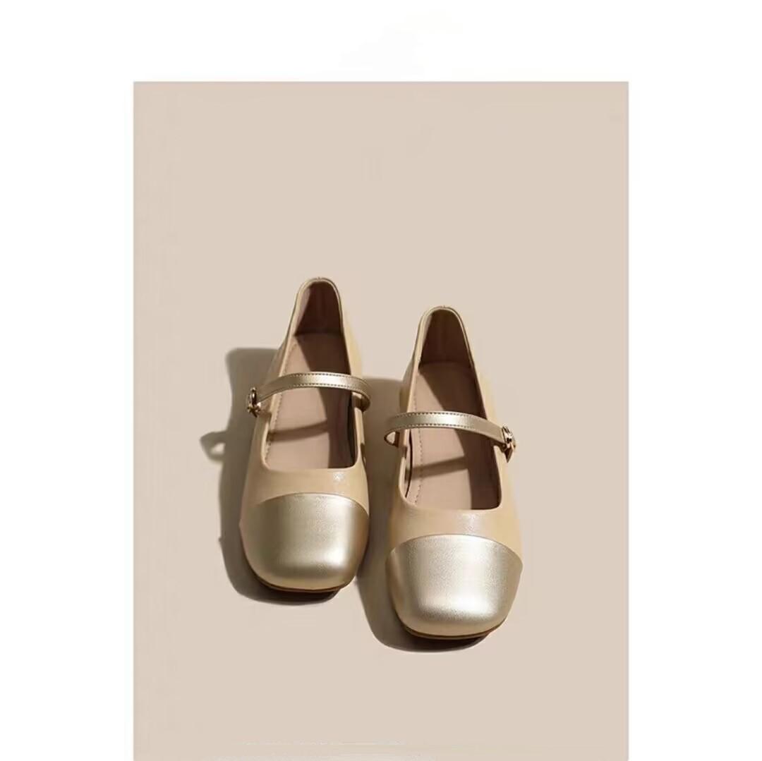 

Мода 2024 весна Новые золотые удобные туфли на толстом каблуке Женские повседневные туфли на низком каблуке Туфли-лодочки Женские туфли с квадратным носком для ходьбы 40 абрикосовый