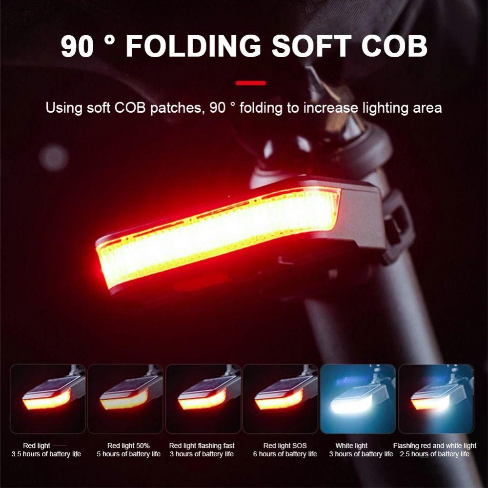 Foldable Bike Solar Taillights Waterproof Solar Bicycle Rear Light Emergency Warning Lights  Night