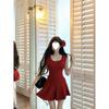 Pure Desire Backless Straps Slim Suspender Dress Women's Summer Small Hot Girl Slim U-neck Pleated A-word Skirt