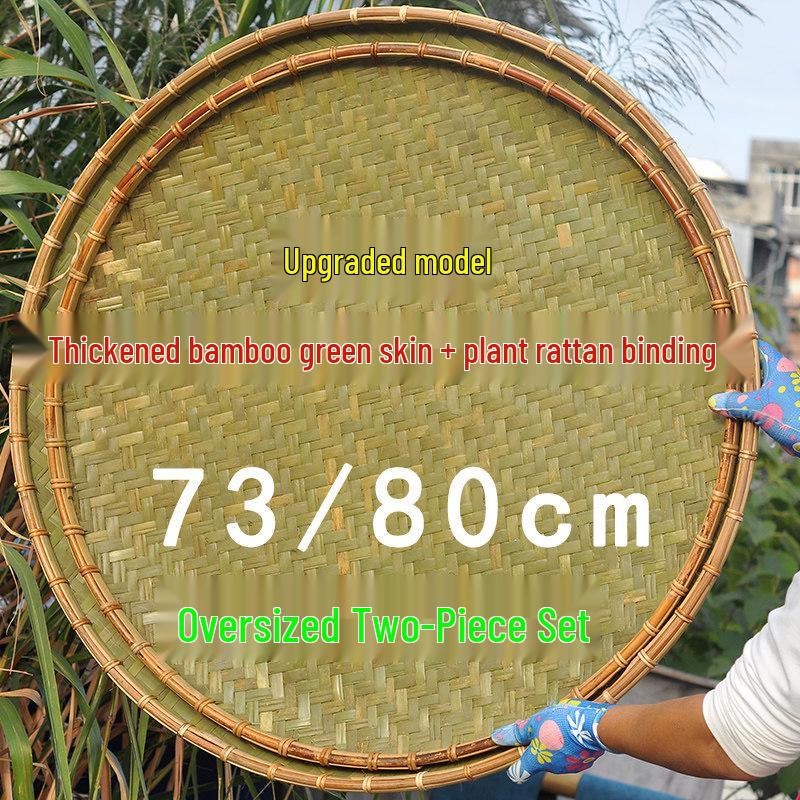 Large Handmade Bamboo Winnowing Basket - Round Woven Tray/Sieve for Drying or Decoration