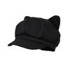 Beret Women Cute Cat Ear Sweet Octagonal Hats For Women Newsboy Cap Painter Hat Korean Style Solid Color Black