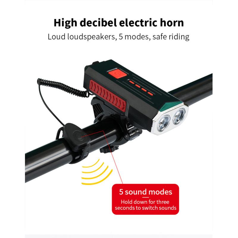 Bike Headlight 360xc2xb0 Rotation Portable Usb Charging Flashlight Range 200 M Multifunction Horn