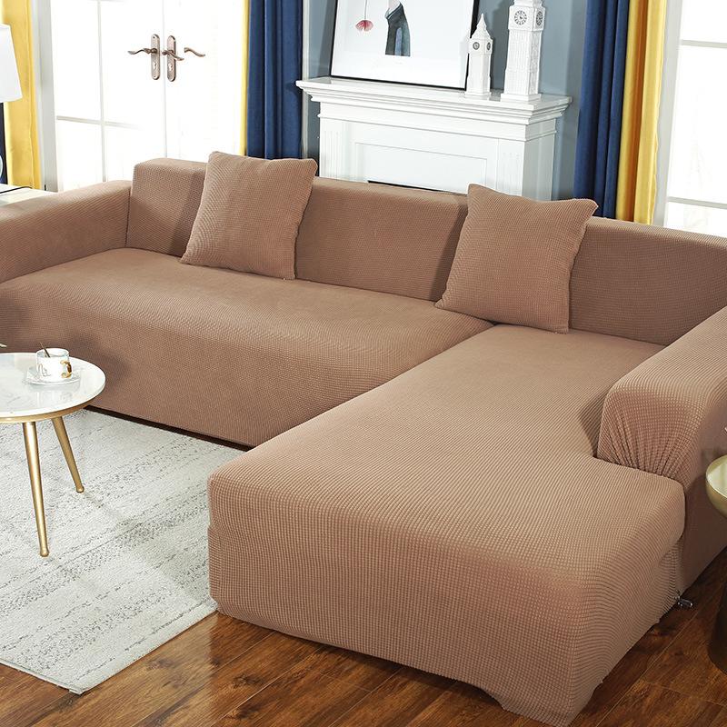 Thickened Elastic Sofa Cover Full Coverage Solid Color Winter Nordic Simple Leather Sand Hair Towel Full Cover Sofa Cushion Cover Fabric