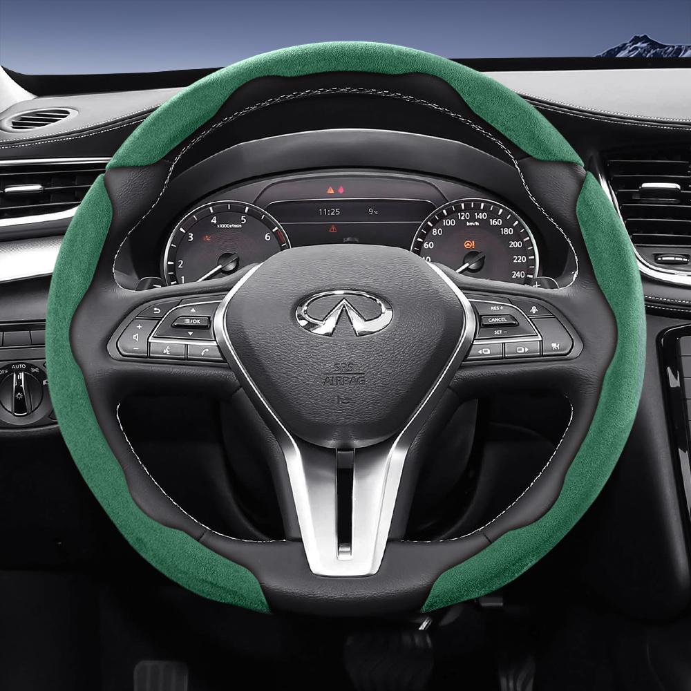 bpzsw1 Suitable for Infiniti Sports Suede Leather Steering Wheel Cover with Split Snap-On Design for Models Such as Q50 Qx50 Qx55