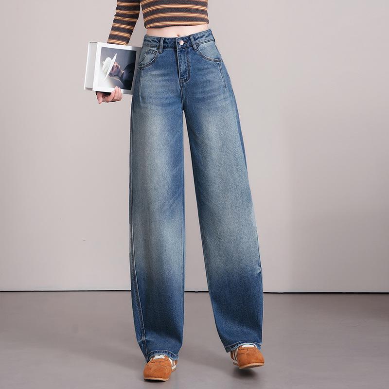 High-Waisted Loose Wide-Leg Denim Pants - Slimming Spring 2026 Korean Style Banana Pants S