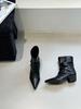 New retro short boots women's double belt buckle stacking boots fashion pleated pointed short boots boots