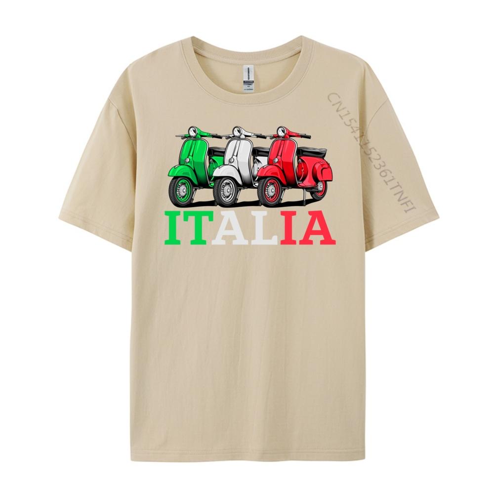 Italia Scooter Moped Motorcycle Biker Cream T Shirt Mens Gifts Graphic Tees Streetwear Tshirt Leisure