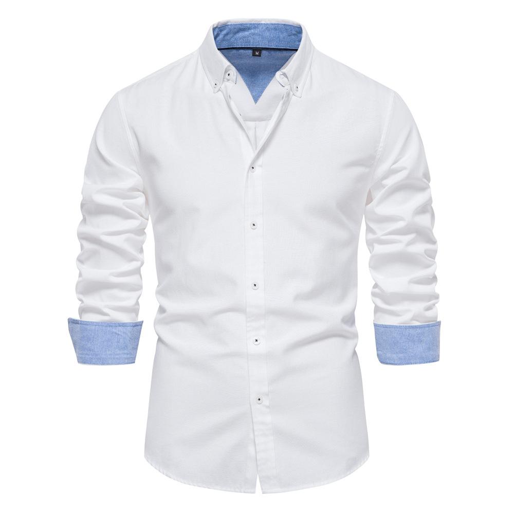 Frühlings Baumwollmischung Herren Oxfordhemd Langarm Button-Down Gesellschaftliche Business Casual Hemden für Herren
