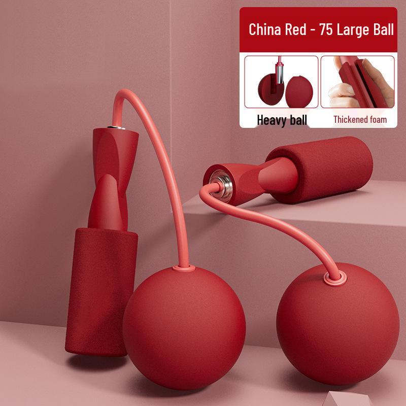 Cordless Quiet Dual-Use Weighted Jump Rope with Big Fitness Ball for Indoor Exercise