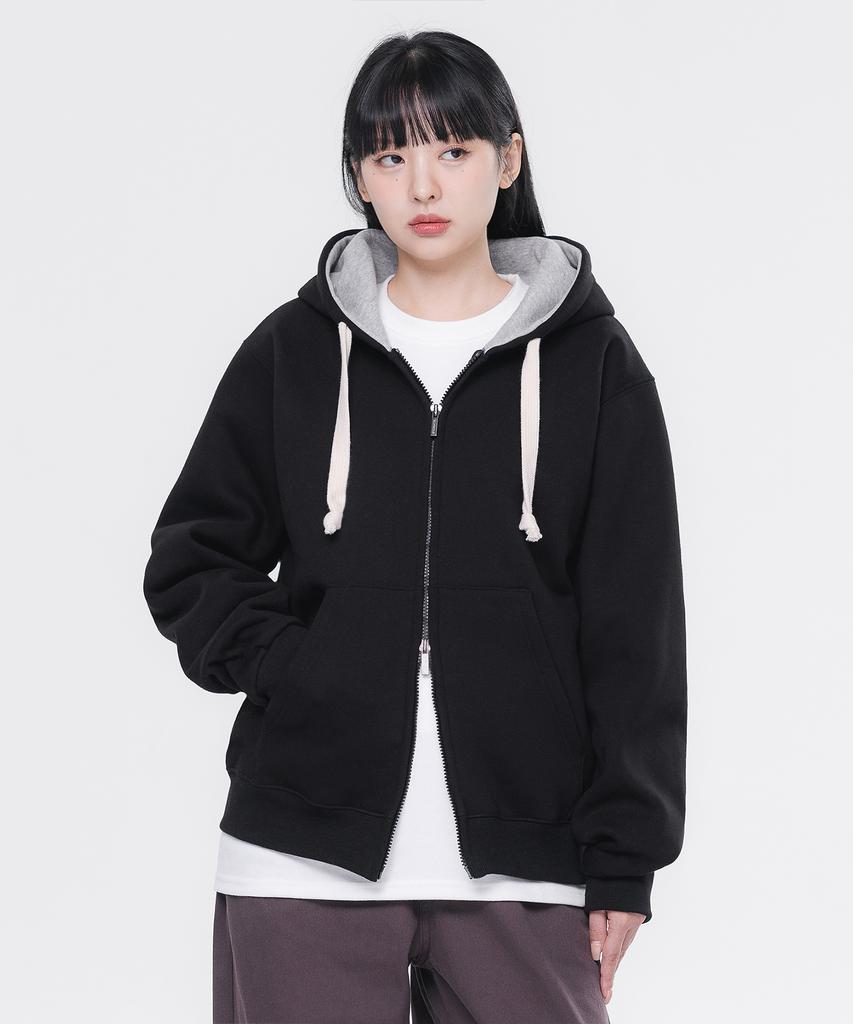 Alvinclo [Fleece-Lined] Hoodie Color Block Match Regular Fit Zip-Up Azh672 (4 Colors)
