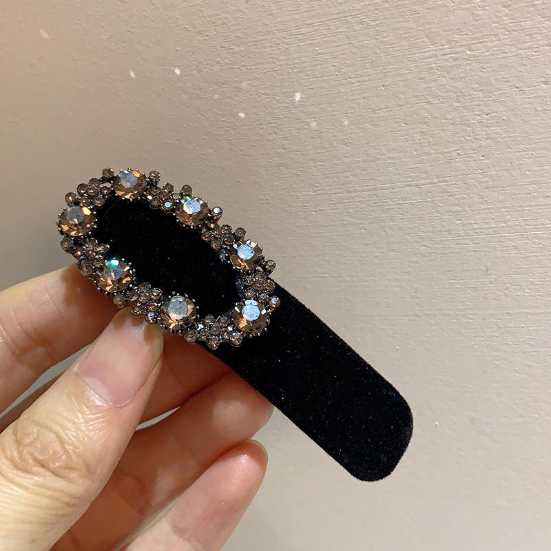 Fermacapelli con Strass Caldi dalla Corea Fermagli a Scatto Neri Retrò per Donna Fermaglio Elegante Laterale Barrettine di Cristallo di Lusso per Ragazze Accessori per Capelli