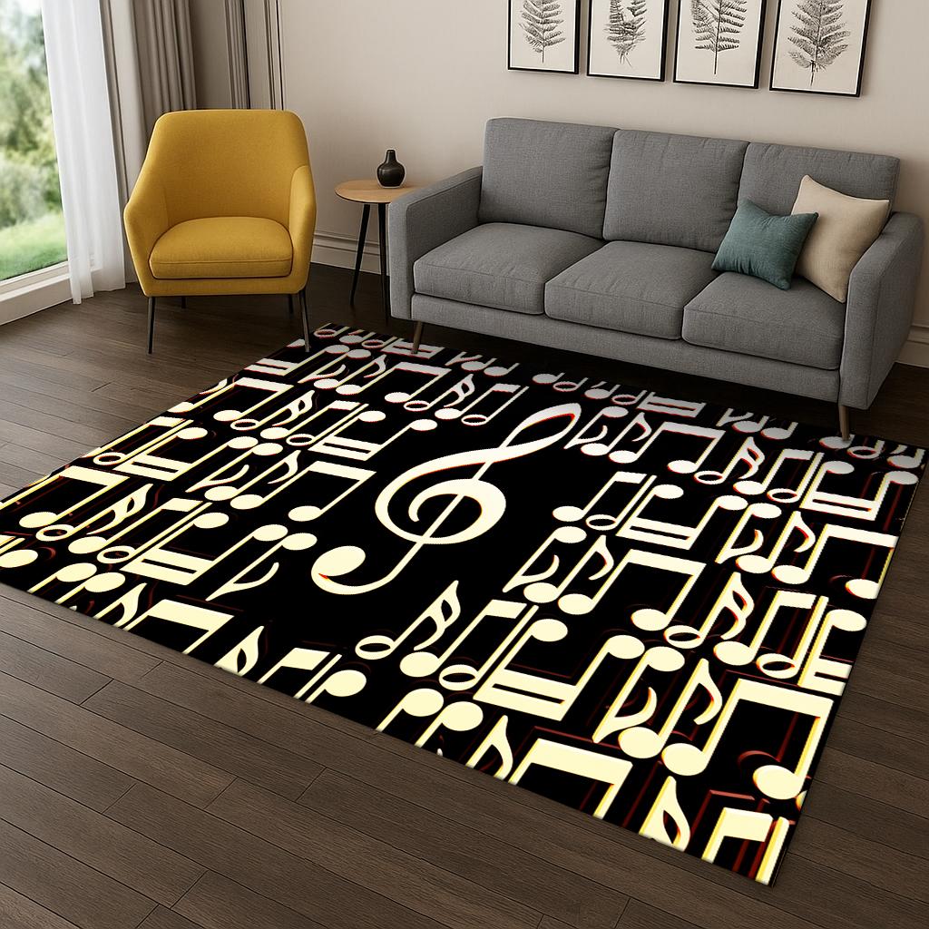 3D Music Note Art Carpet Rug Floor Mat for Living Room Sofa Home Bedroom Doormat Kitchen Decor,Playroom Non-slip Area Rug Gift