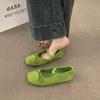 French Flat Bottom Square Head Bow Dopamine Flat Bottom Mary Jane Not Tired Feet Soft Bottom Suede Ballet Single Shoes Women