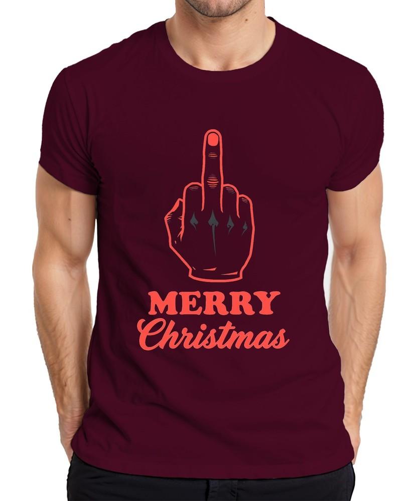 Merry Christmas Middle Finger Cheeky Sarcastic Xmas Funny Unisexs Tshirt