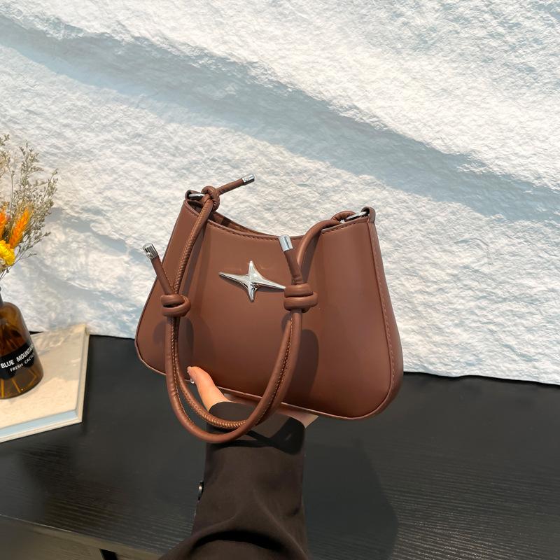 

Сумка-подмышка премиальной текстуры для поездок на работу Женская сумка с завязывающимися плечевыми ремнями Универсальная модная в стиле инс, персонализированная повседневная плечевая сумка коричневый