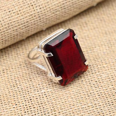 Roter Granat Edelstein Handgefertigter Ring 925 Sterling Silber Schmuckring als Geschenk