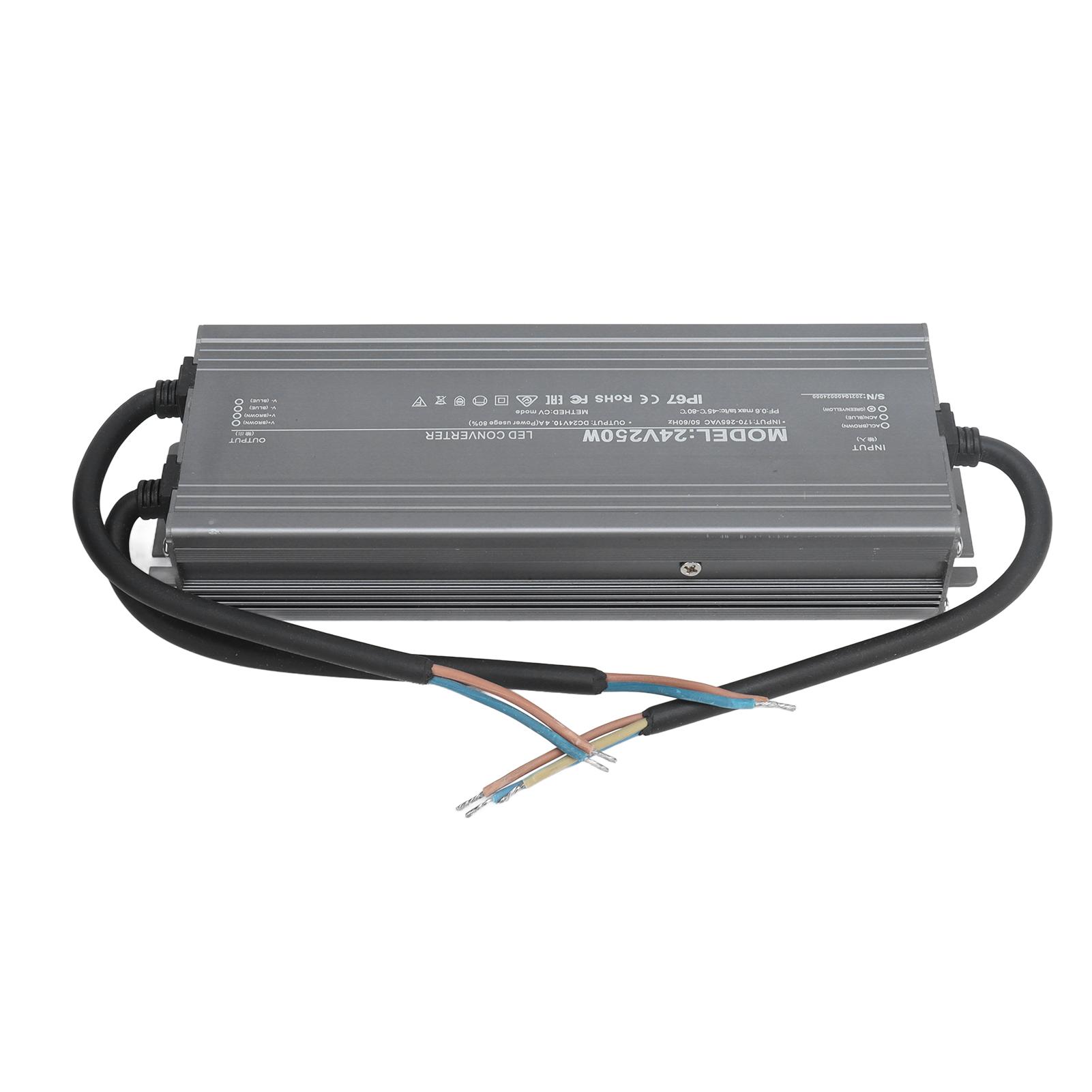 

Водонепроникний Блок живлення Світлодіодний драйвер Стабілізовані блоки живлення IP67 250 Вт AC170‑265V 24 В 10,4 А