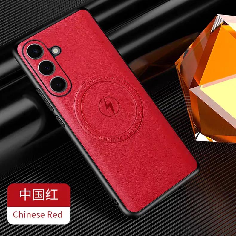 New Magnetic Leather Case For Samsung Galaxy S25 Ultra Plus Wireless Charging Phone Cover For Samsung S24 S23 S22 S21 Ultra Plus