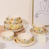 Flori rafinate Farfurie din ceramică Cafenea Ceai de după-amiază Desert Farfurie cu fructe Mâncăruri delicioase Farfuri adânci pentru supă Veselă pentru casă