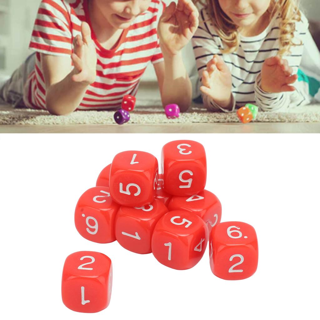 20PCS 6 Sided Number Dice Plastic 16mm Round Corner Polyhedral Dice Set for Numeral Teaching Board Games