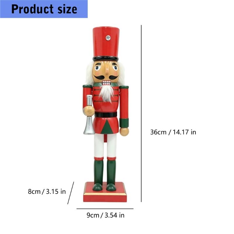 Christmas Nutcrackers Decoration in Solid Wood with a Square Base for Entryway, Mantel, Shelf, or Desk Display