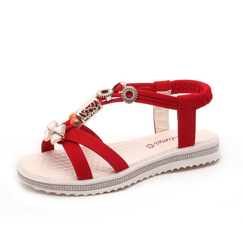 

Женские римские сандалии Летняя обувь для женщин Босоножки на платформе Роскошные дизайнерские туфли Гладиаторские сандалии Женские нескользящие пляжные туфли 35 красный