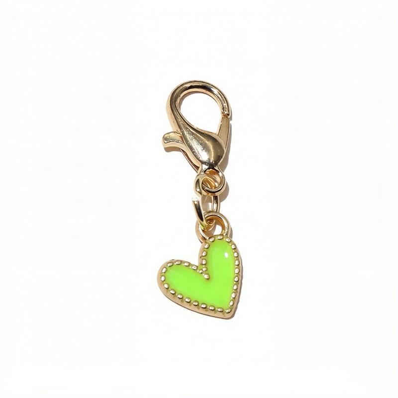 10Pcs Enamel Heart Charm Lobster Clasp Pendant Colorful Alloy Love Heart Dangle Charms For Diy Jewelry Making Keychain Bag Decor
