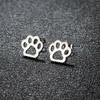 Tiny Dog And Cat Paw Piercing Stud Earrings For Women Stainless Steel Puppy Cute Earrings Zircon Accessories Pircing Oreja