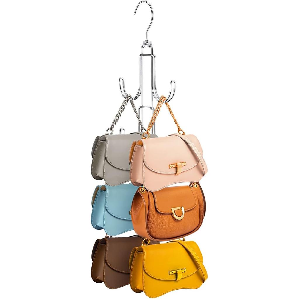 Purses Hanger Organizer for Closet, Myfolrena Metal Purse Holder for Closet Space Saving Bag Storage Hook for Hanging Handbags,