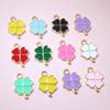 20pcs 18x12mm Enamel Clover Charms Pendant Alloy Metal DIY Jewelry Making Accessories Findingsn  for Bracelet Earrings Necklace