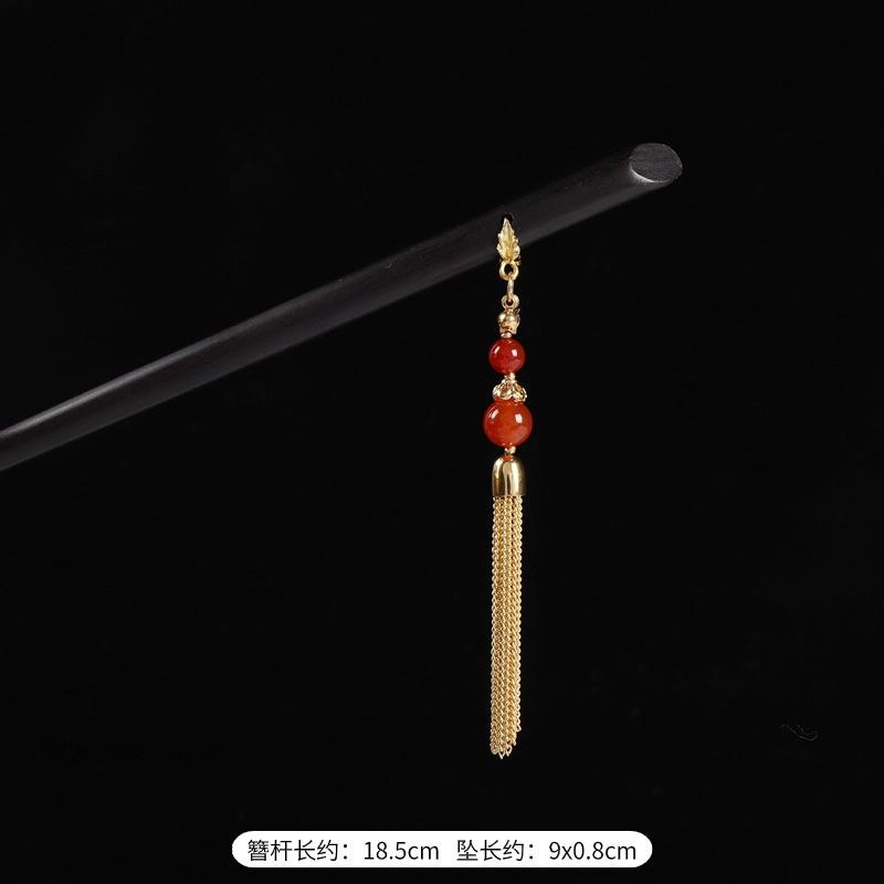 

Новая китайская эбеновая заколка для волос в китайском стиле, ретро, заколка для волос с подвесками, женская, для ханьфу, ципао, для пучка