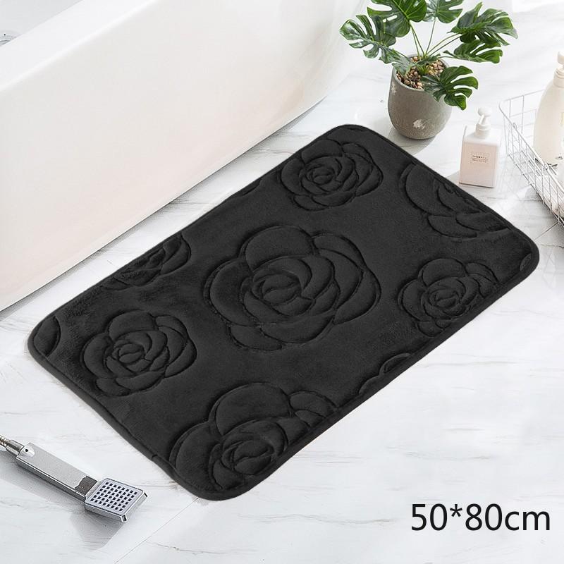 Tappetino da bagno con rose in rilievo Tappetino da bagno antiscivolo nel lavabo Vasca da bagno Tappeto da pavimento laterale Doccia Zerbino Memory Foam 3D Pad