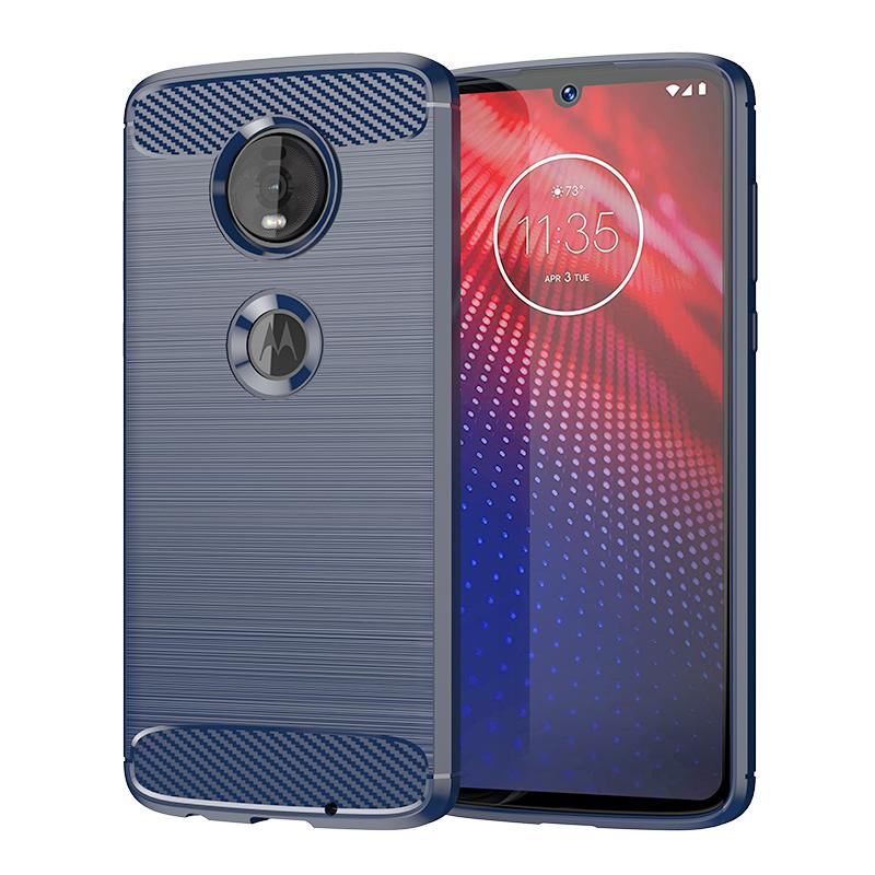 

Противоударный силиконовый чехол для Moto Z4 Play Armor Soft Phone Cover для moto z2 MOTO Z2 Force Carbon Fiber Case Moto Z4 синий
