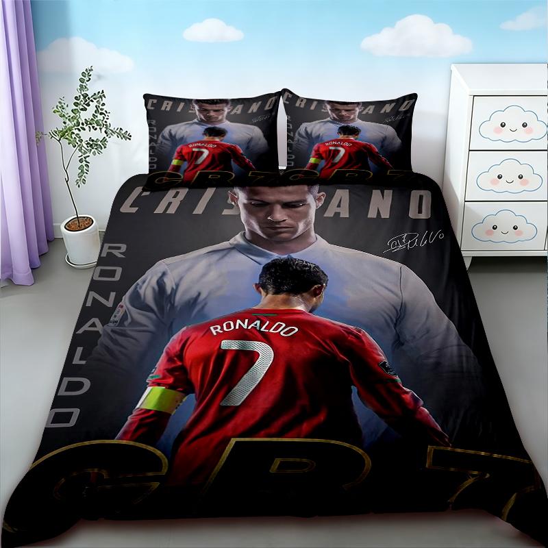Tiener CR7 Dekbedovertrek Voetbal Cristiano Ronaldo Beddengoed Set voor Comfortabele en Ademende Slaapkamer Decoratie Cadeaus