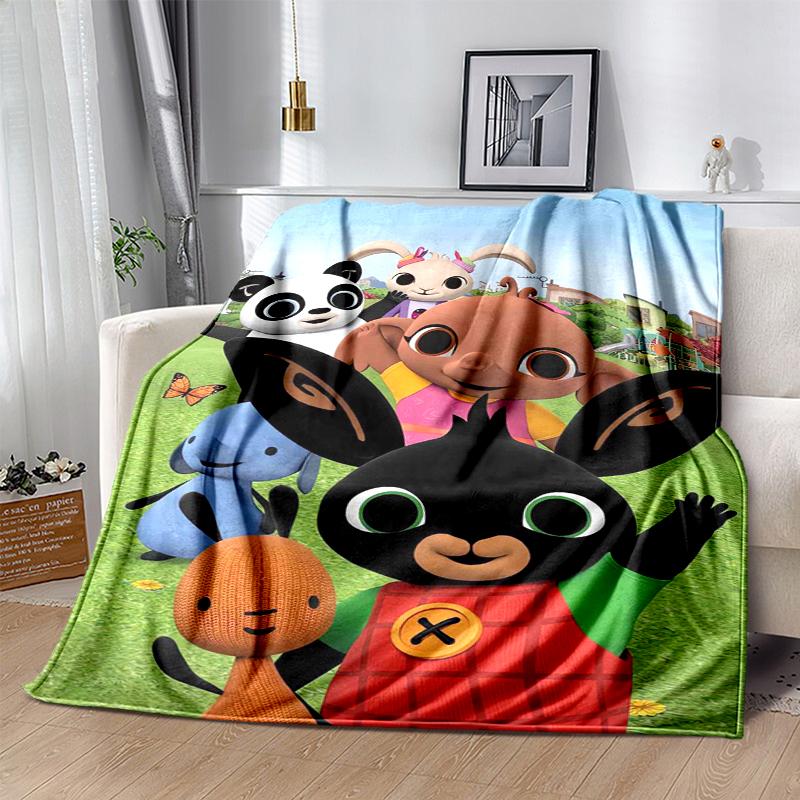 Bing Bunny Flannel Blanket Soft Warm All-Season Throw, Design for Camping, Car Travel, Hiking Sofa, Bed, Office Perfect Gift for Parties