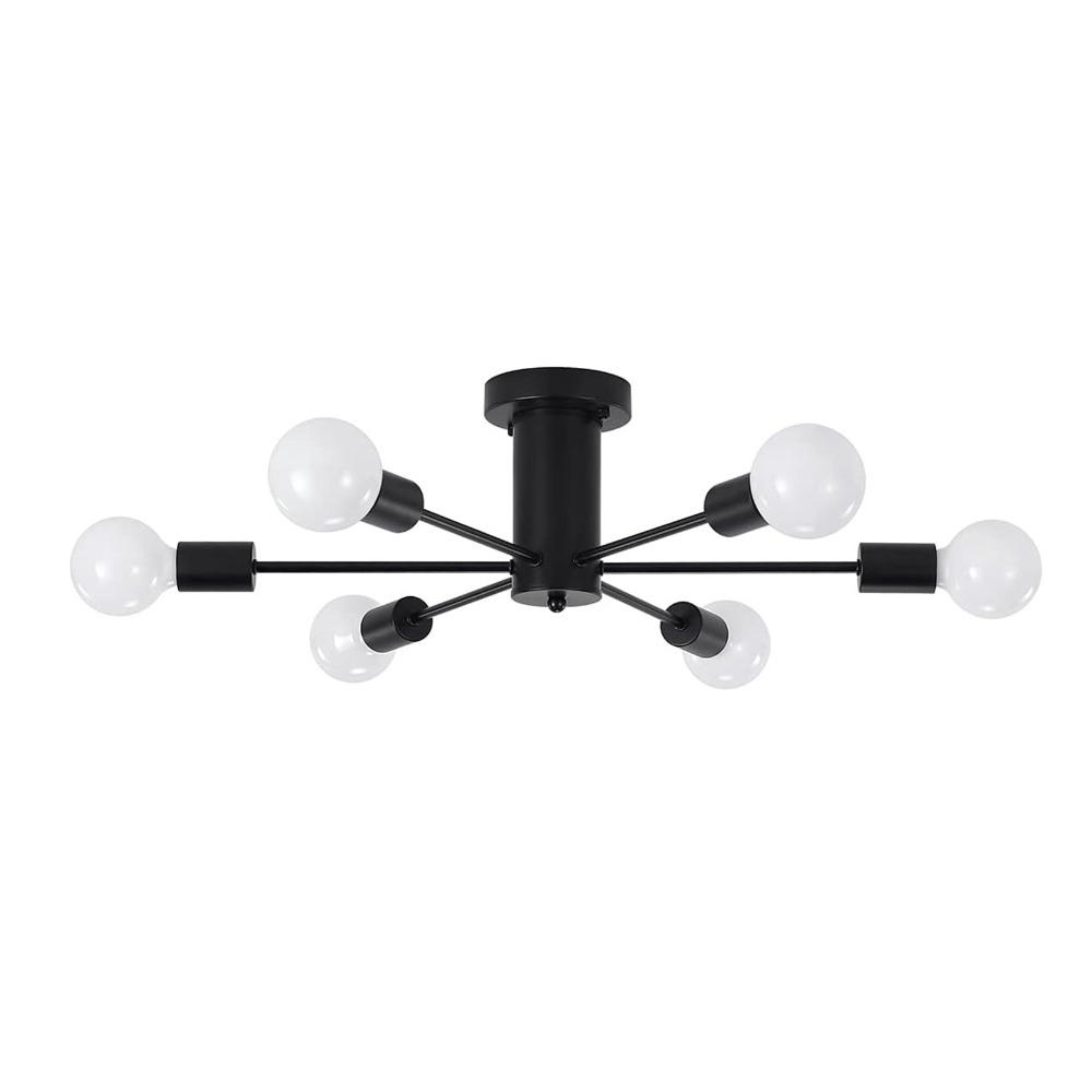 E27 Chandelier 6-Lights Close To Ceiling Light Modern Ceiling Lamp  Office