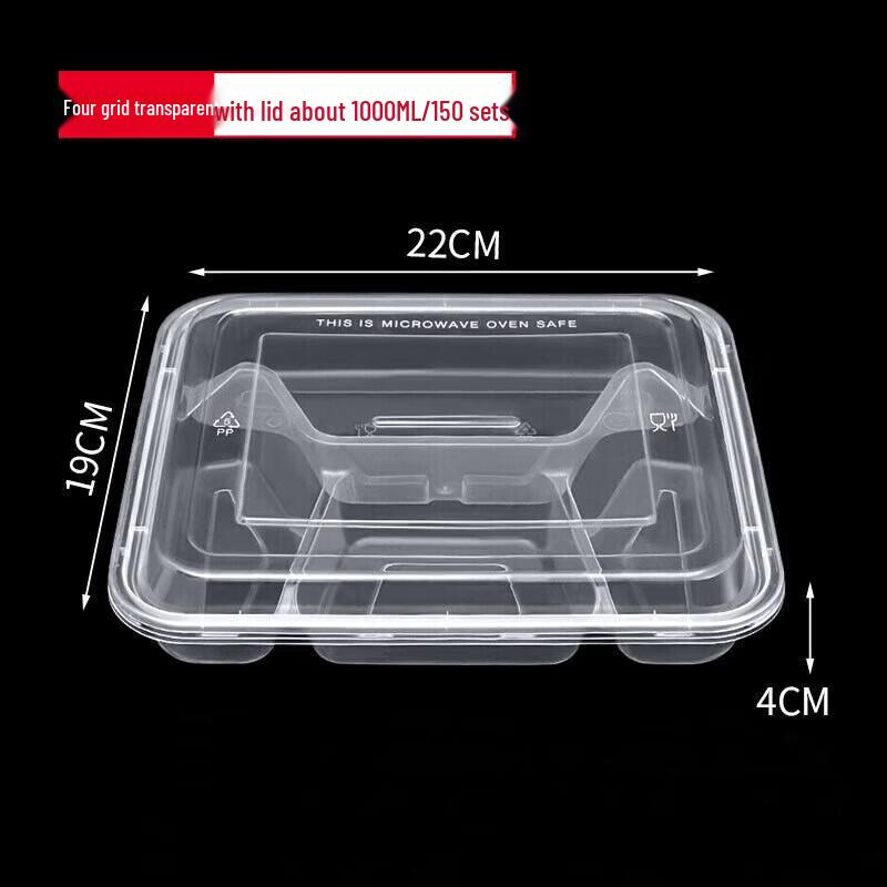 Disposable 4-Compartment Plastic Lunch Box