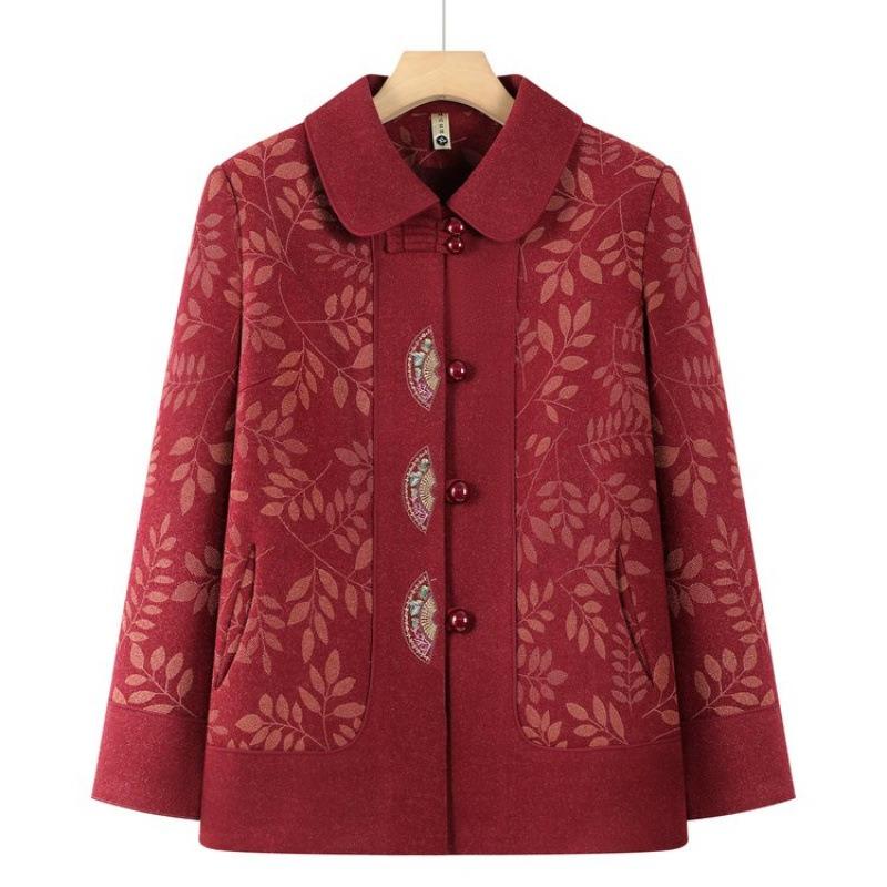 Autumn and Winter Coat Women's Retro Top Fleece Thickened Lapel Top Old