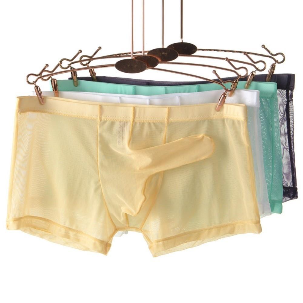 See-through Transparent Underpants U Convex Mesh Boxer Shorts Breathable Men's Pouch Briefs  Male