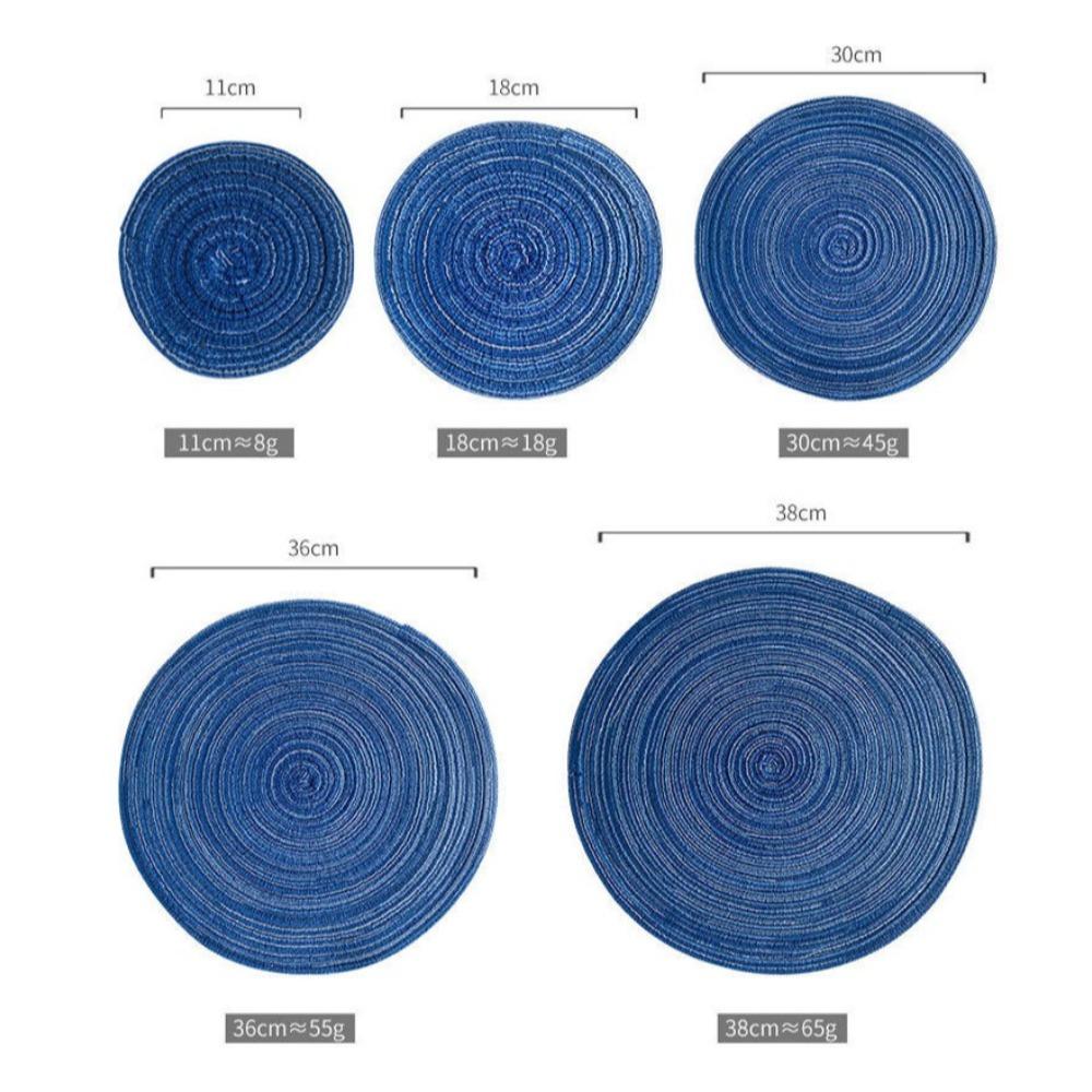 Nordic Style 12 Inch Round Ramie Woven Cup Mat Placemats Heat-Resistant Stain Resistant Anti-Skid Table Mats Placemats