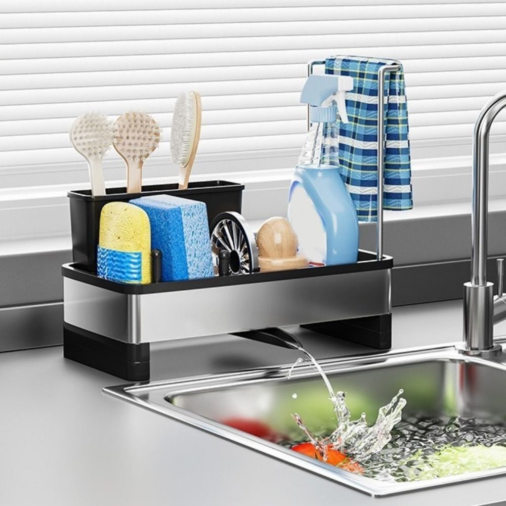 Detachable Sponge Drain Rack Self-draining Sink Shelf Sink Organizer Cleaning Supplies