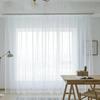 1/2 Peças Bolso para Varão Voile Cortina Transparente Cortina para Porta Persianas Decoração Sala de Estar Quarto Cozinha